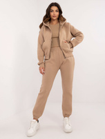 Hurtownia Ciemnobeżowy dresowy komplet z topem