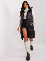 Hurt Czarna długa kamizelka z kapturem SUBLEVEL 