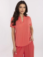 Koralowa bluzka ze ściągaczem na dole SUBLEVEL