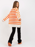 Hurt Biało-pomarańczowy sweter oversize z dekoltem V OCH BELLA