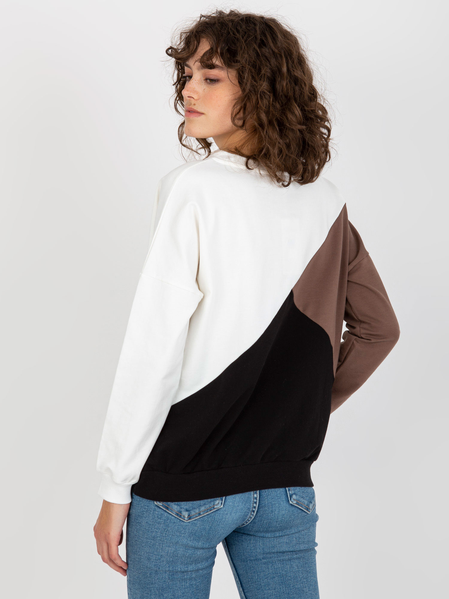 Granatowo-czerwona damska bluza basic bez kaptura