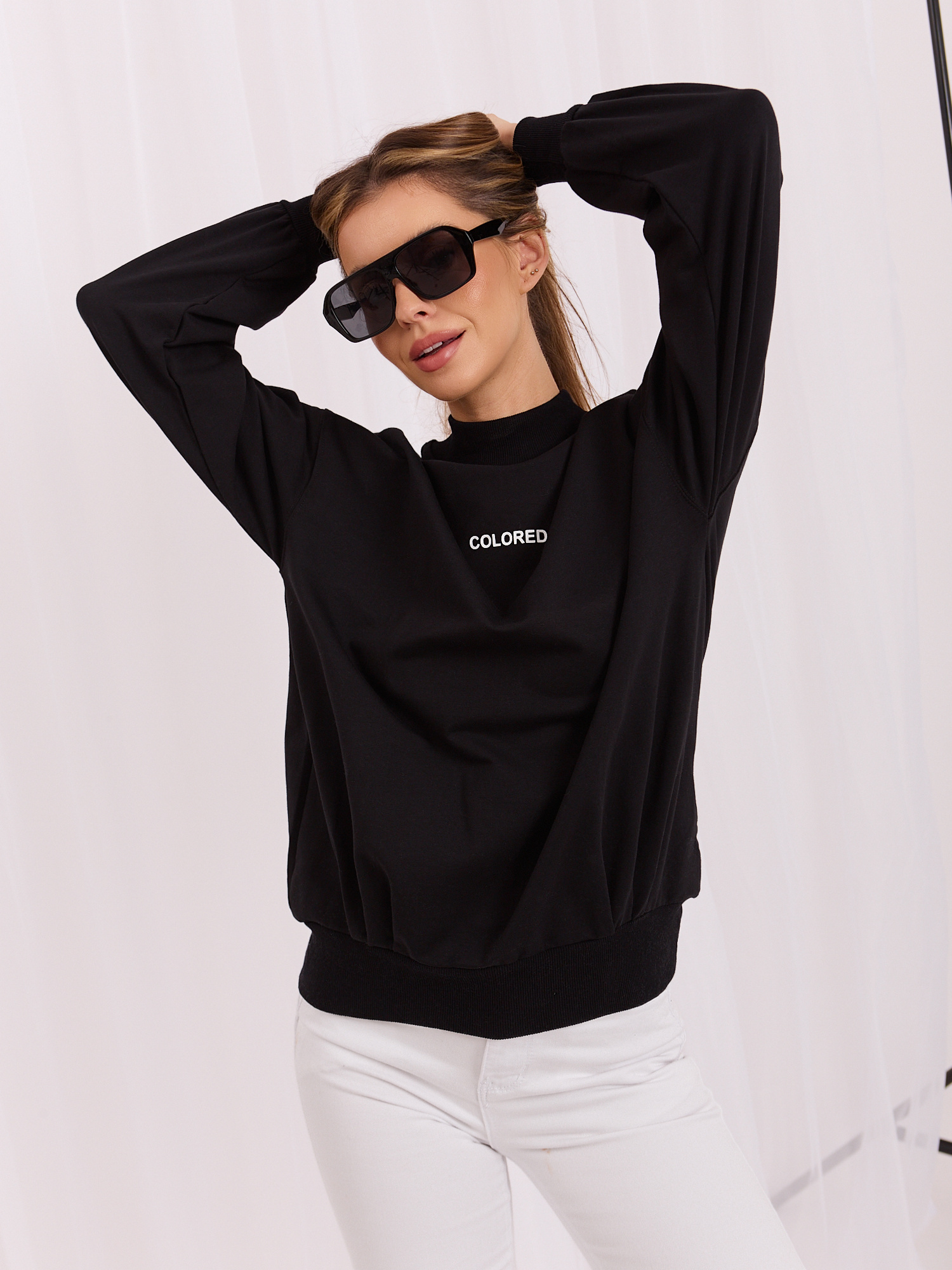 RUE PARIS Czarna damska bluza bez kaptura