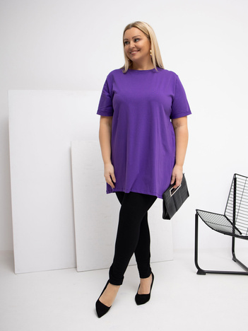 Ciemnofioletowa rozkloszowana bluzka plus size