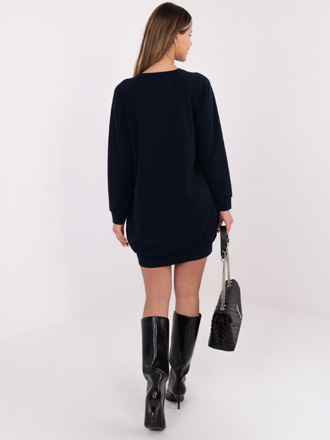 Granatowa dresowa sukienka z kieszeniami BASIC FEEL GOOD