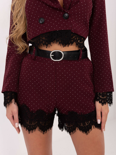 Burgundowo-srebrne damskie szorty od garnituru