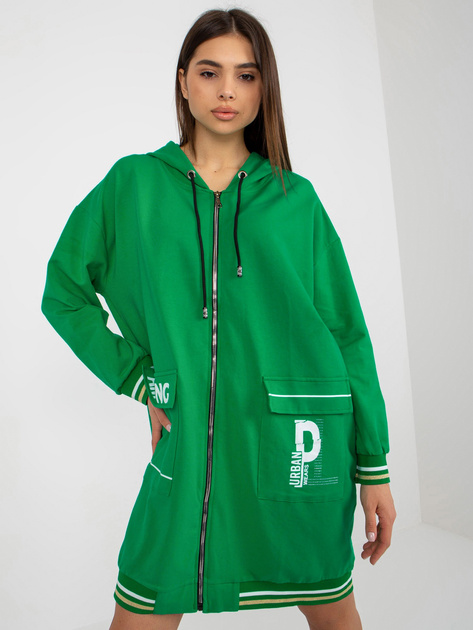 Hurtownia Zielona długa bluza rozpinana z napisami