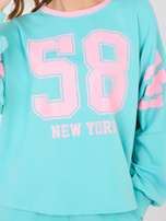 Turkusowy komplet z szerokimi spodniami RUE PARIS 