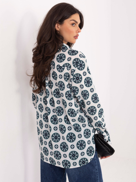 Jasnoszaro-miętowa damska koszula z dłuższym tyłem