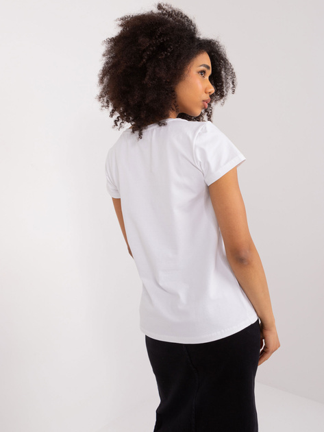 Hurt Biały damski t-shirt z aplikacją BASIC FEEL GOOD