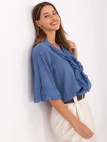 Špinavě modrá letní košile s rukávem 3/4.