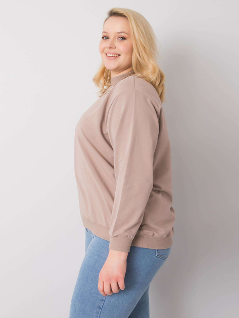 Ciemnobeżowa bluza plus size bez kaptura Harmony
