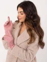 Hurt Jasnoróżowe dzianinowe rękawiczki damskie