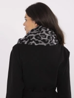 Szaro-czarny damski szal w panterkę