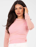 Jasnoróżowa siateczkowa bluzka z podszewką 