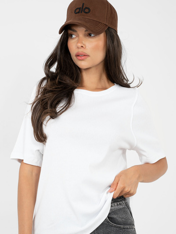 Biały bawełniany t-shirt basic RUE PARIS  