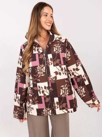 Brązowa  przejściowa kurtka z suwakiem