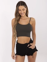 Ciemny khaki crop top z bawełny Chelo RUE PARIS 