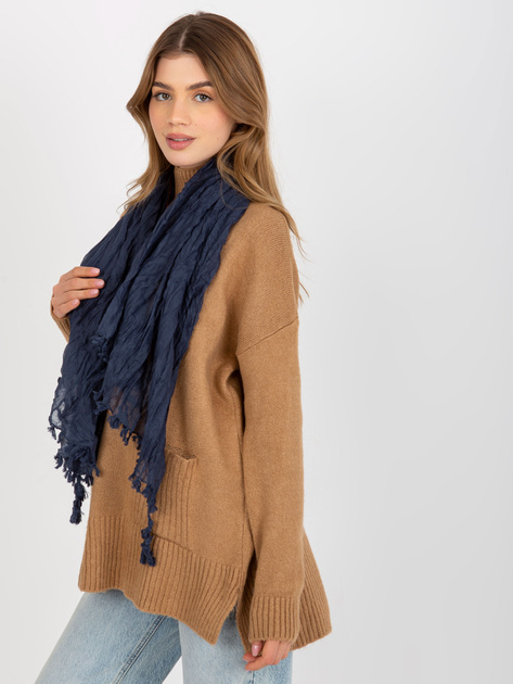 Hurtownia Brudnoniebieska damska chusta z marszczeniem