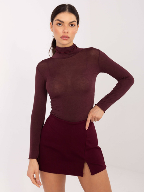 Burgundowe spódnico-szorty z rozcięciem