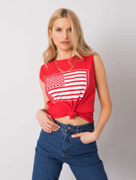 Czerwony top z nadrukiem Petra RUE PARIS