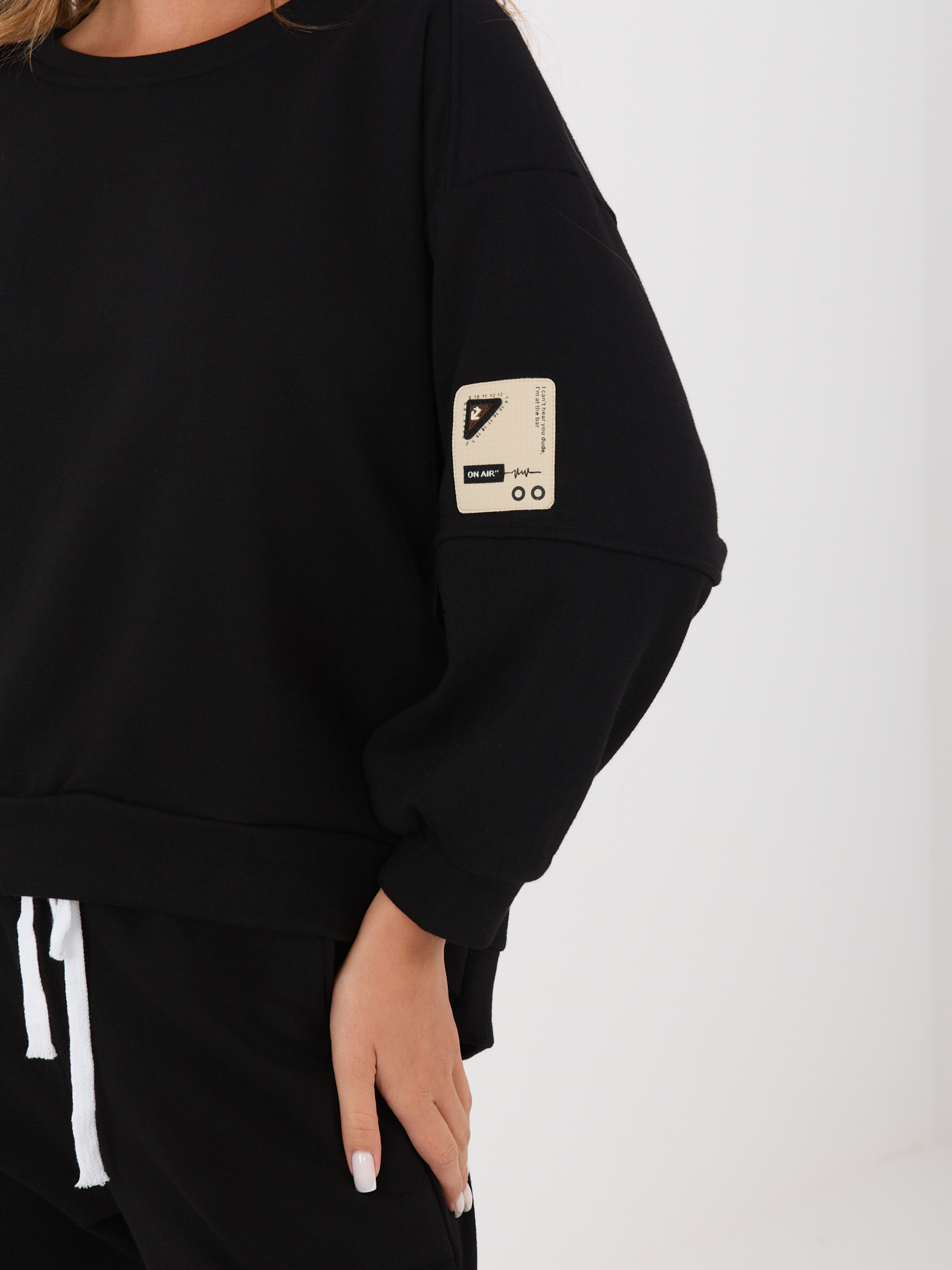 Czarny dwuczęściowy komplet z naszywką RUE PARIS 