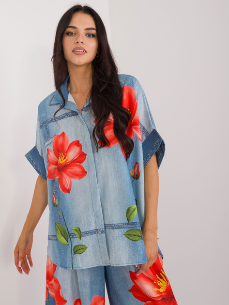 Hurtownia Niebieska koszula oversize od kompletu