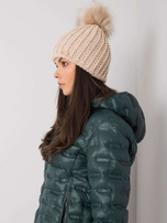 Beżowa damska czapka zimowa