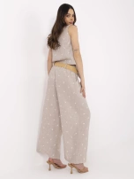 Ciemnobeżowy letni komplet damski z haftem