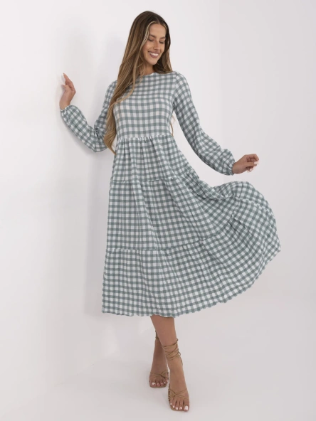 Miętowa rozkloszowana z falbaną RUE PARIS