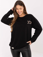 Czarna damska bluza z okrągłym dekoltem 