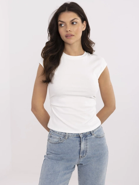 Ecru damski top w jednolitym kolorze