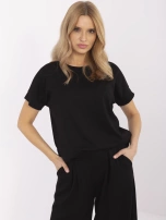 Czarna damska bluzka basic z dodatkiem wiskozy