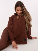 Hurt Brązowy dresowy komplet z topem i legginsami