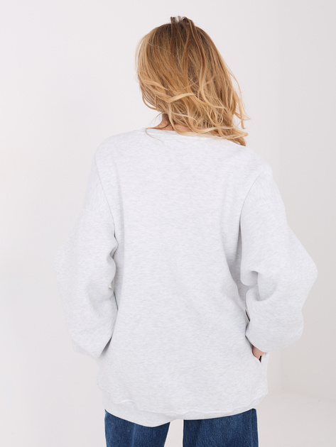 Jasnoszara dresowa bluza oversize z nadrukiem