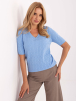 Jasnoniebieski damski sweter ze ściągaczami