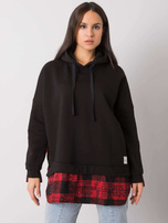 Schwarz-rote Damenhoodie mit Kapuze Freyah RUE PARIS.