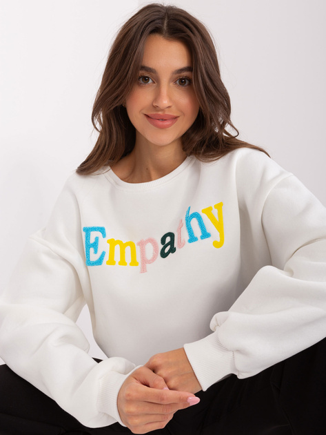 Hurt Ecru dresowa bluza bez kaptura z napisem