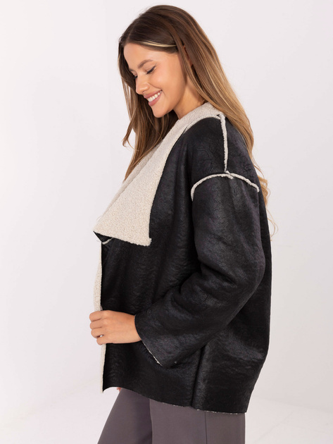Czarna damska kurtka z kożuchem