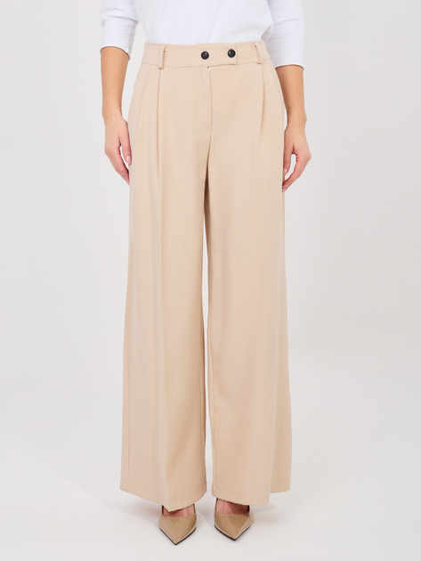 Beżowe garniturowe spodnie z wysokim stanem RUE PARIS