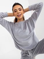 Hurtownia Szara miękka piżama welurowa ze spodniami 