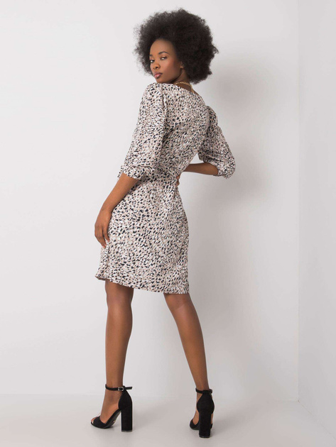 Beżowa sukienka z printami Jianna