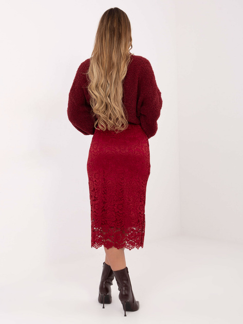 Bordowa elegancka spódnica z koronki