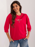 Hurtownia Czerwona bawełniana bluzka z aplikacją 