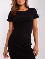 Hurt Czarna dzianinowa spódnica basic w prążek