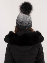 Hurt Ciemnoszara zimowa czapka w warkocze RUE PARIS