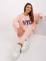 Hurt Brzoskwiniowy bawełniany komplet z legginsami