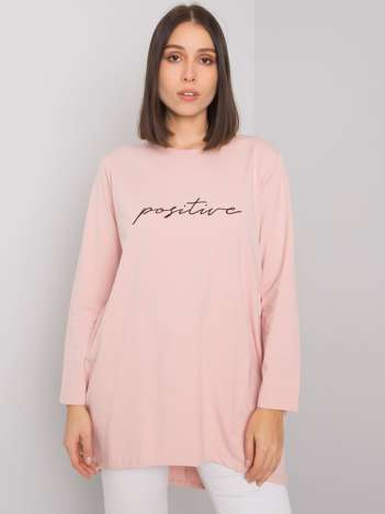 Brudnoróżowa tunika plus size z napisem Kaylah