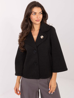 Czarny przejściowy płaszcz z kieszeniami RUE PARIS