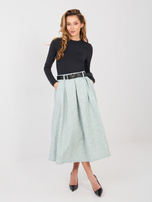 Miętowa midi spódnica z tłoczonej tkaniny RUE PARIS 