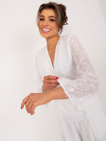 Hurt Biała bluzka wizytowa z kopertowym dekoltem